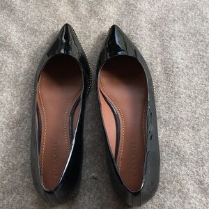 Coach Black Patent Pointed Toe Studded Flats